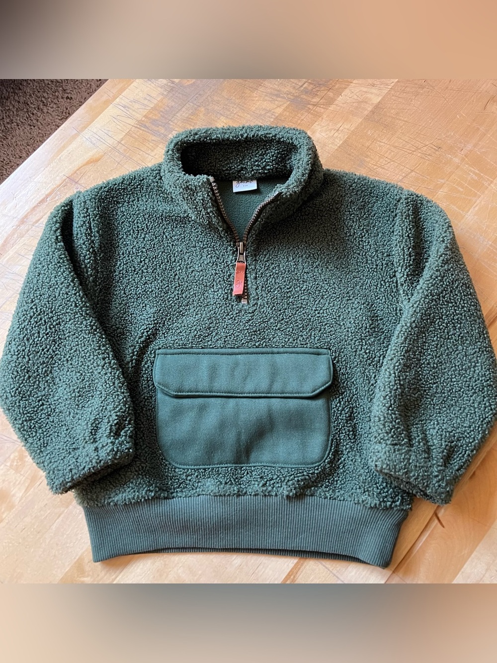 Goumi Kids Spruce Sherpa Zip Pullover 2-3T Forest Green